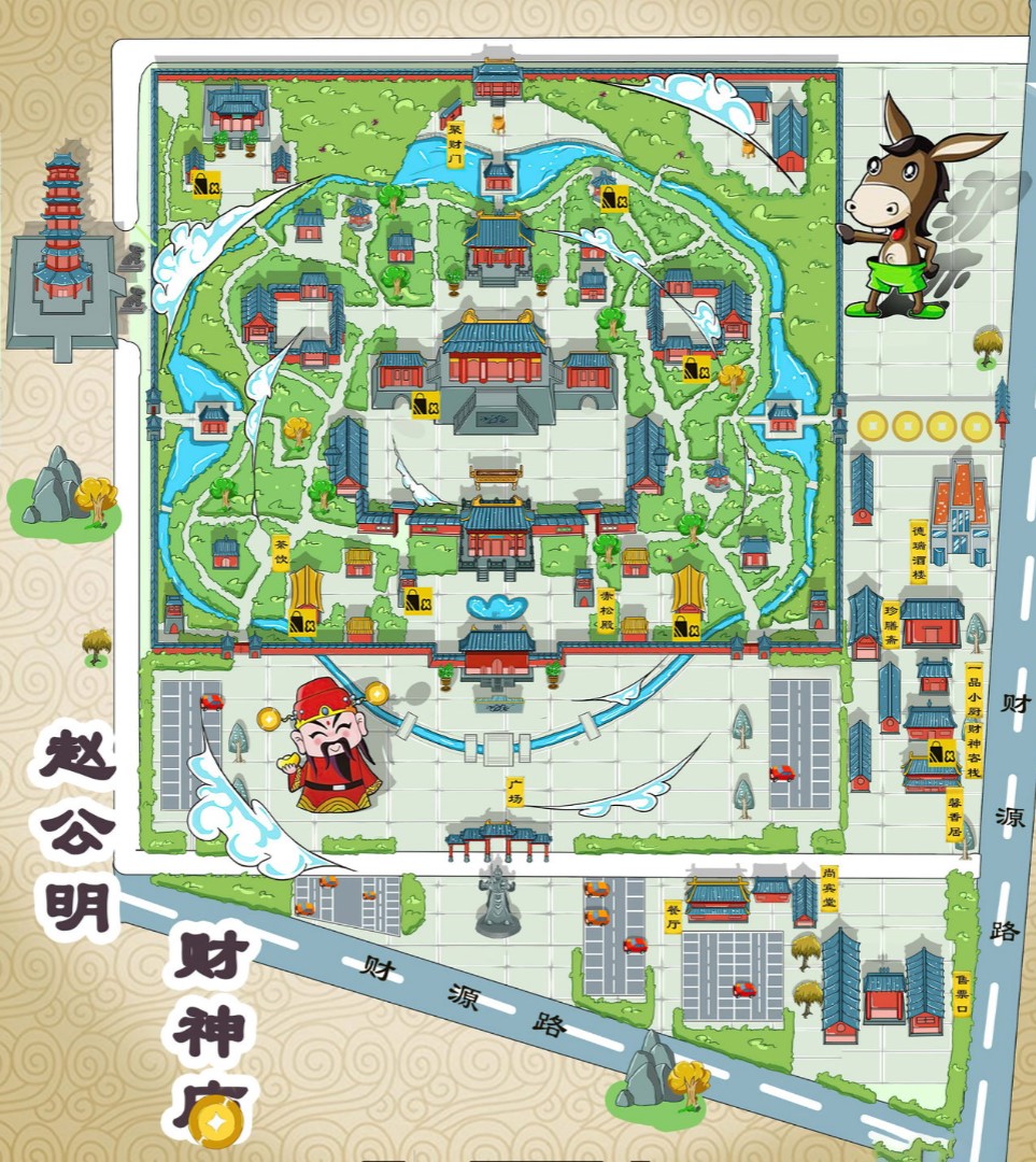 萍乡寺庙类手绘地图